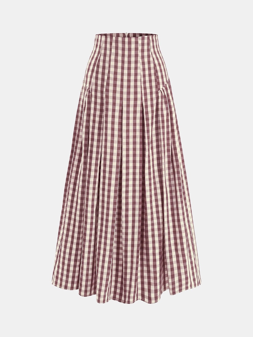 Commense Gingham High-Waisted Pleated Midi Skirt Color Pink Size XSmall NWT